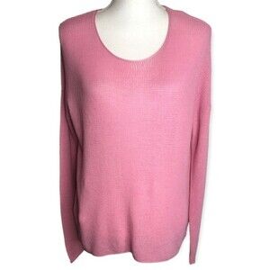 BP. Pink Loose Knit Scoop Neck Long Sleeve Pullover Sweater